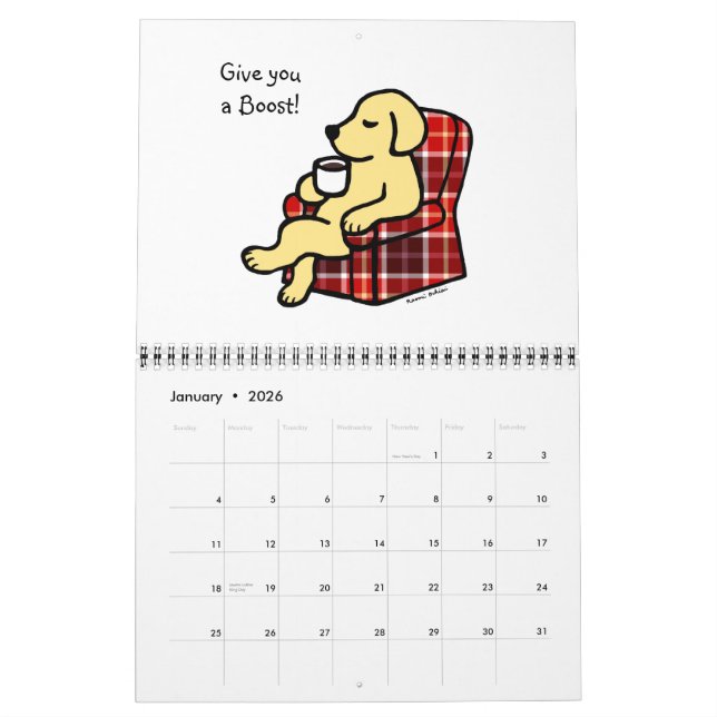 Yellow Labrador Retriever Cartoon Calendar 2015 (Jan 2026)
