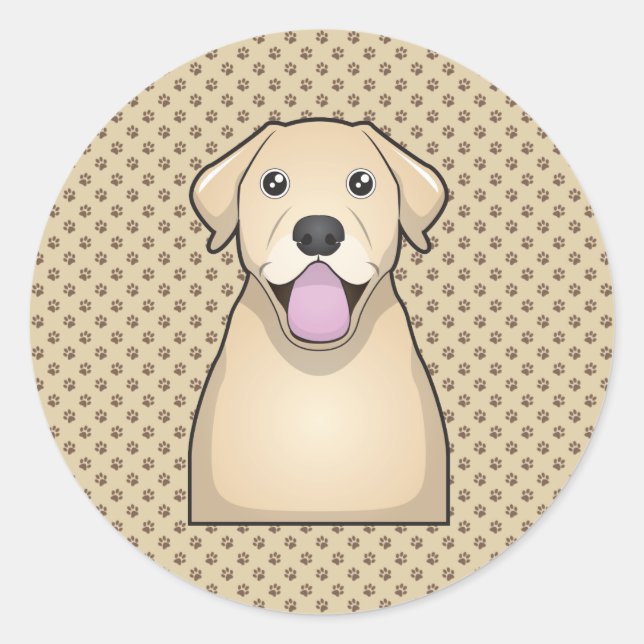 Yellow Labrador Retriever Cartoon Classic Round Sticker (Front)
