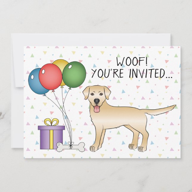Yellow Labrador Retriever Cartoon Dog - Birthday Invitation (Front)