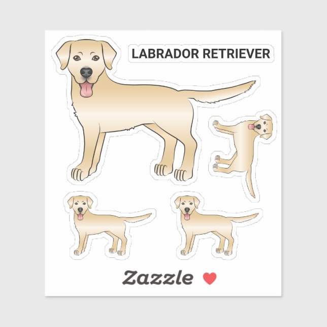 Yellow Labrador Retriever Cartoon Dog Illustration (Sheet)