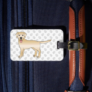 Yellow Labrador Retriever Cartoon Dog & Text Luggage Tag