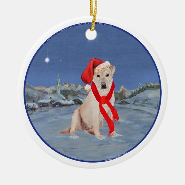 Yellow Labrador Retriever Christmas Ceramic Tree Decoration (Front)