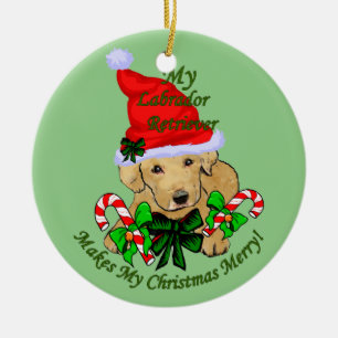 Yellow Labrador Retriever Christmas Ceramic Tree Decoration