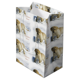 Yellow Labrador Retriever Christmas Medium Gift Bag