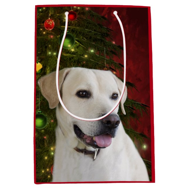 Yellow labrador retriever Christmas Medium Gift Bag (Front)