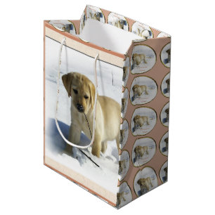 Yellow Labrador Retriever Christmas Medium Gift Bag