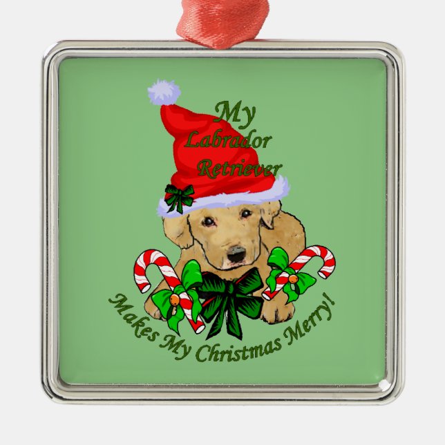 Yellow Labrador Retriever Christmas Metal Tree Decoration (Front)
