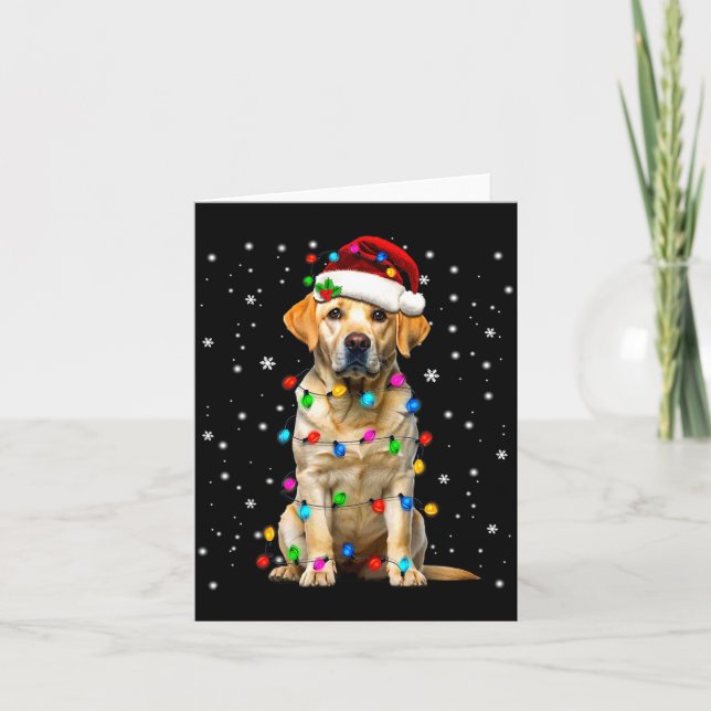 Yellow Labrador Retriever Christmas Tree Light Paj Card (Front)