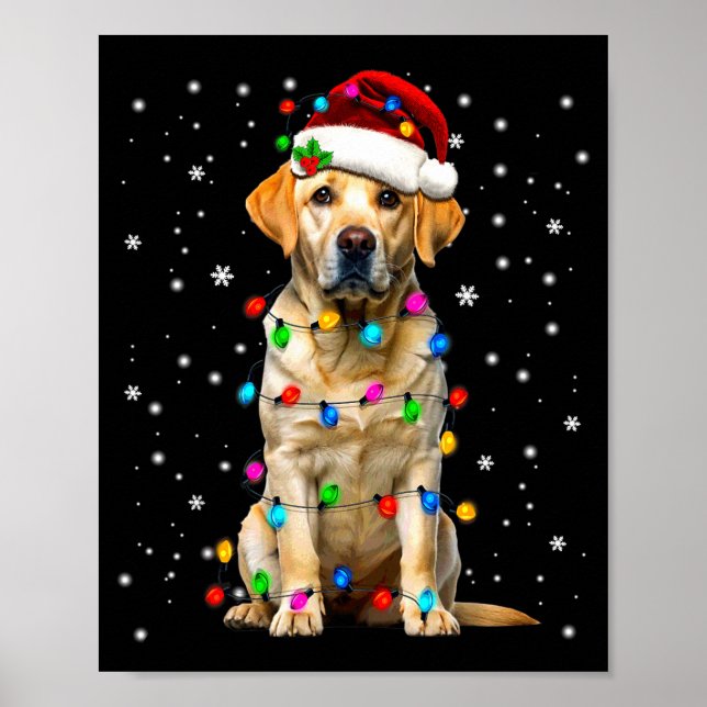Yellow Labrador Retriever Christmas Tree Light Paj Poster (Front)
