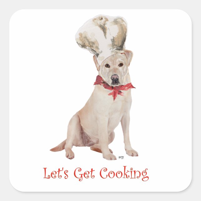 Yellow Labrador Retriever Cooking Square Sticker (Front)