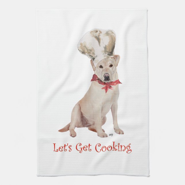 Yellow Labrador Retriever Cooking Tea Towel (Vertical)