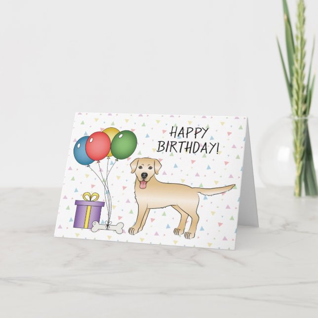 Yellow Labrador Retriever Cute Dog Happy Birthday Card (Front)