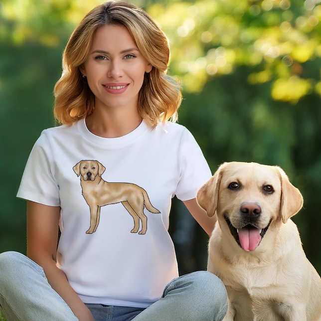 Yellow Labrador Retriever Cute Dog Illustration T-Shirt (Please note: This image is a digital mockup.)