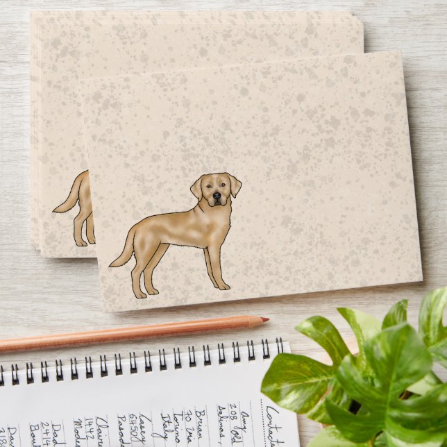 Yellow Labrador Retriever Cute Lab Dog Print Beige Envelope (Stacked)