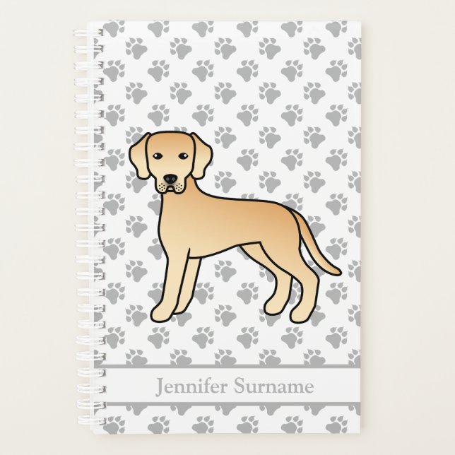 Yellow Labrador Retriever Dog And Paws & Text Planner (Front)
