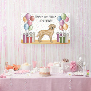 Yellow Labrador Retriever Dog Colourful Birthday Banner