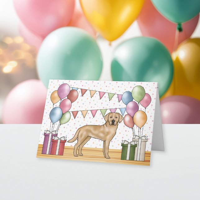 Yellow Labrador Retriever Dog Colourful Birthday Card (Creator Uploaded)