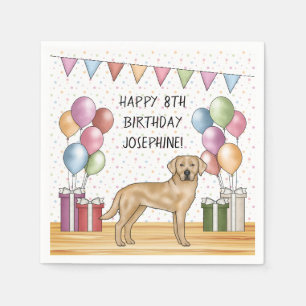 Yellow Labrador Retriever Dog Colourful Birthday Napkin