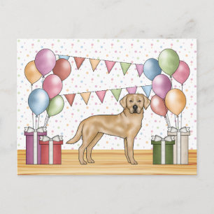 Yellow Labrador Retriever Dog Colourful Birthday Postcard