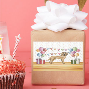 Yellow Labrador Retriever Dog Colourful Birthday Rectangular Sticker