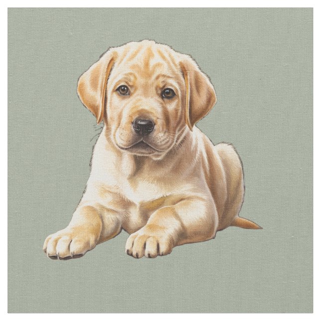 Yellow Labrador Retriever Dog Fabric (Close Up)