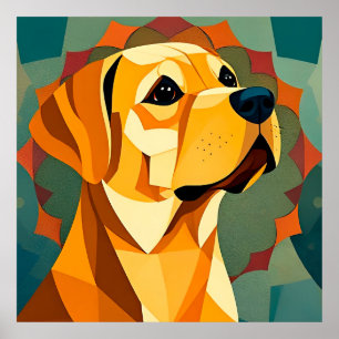 Yellow Labrador Retriever Dog Geometric Art Poster