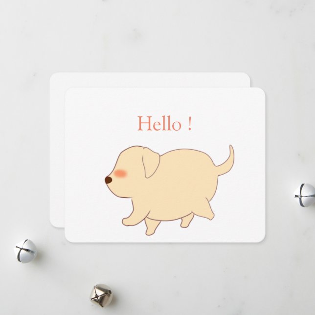 Yellow Labrador Retriever Dog Hello Blank Postcard (Front/Back In Situ)