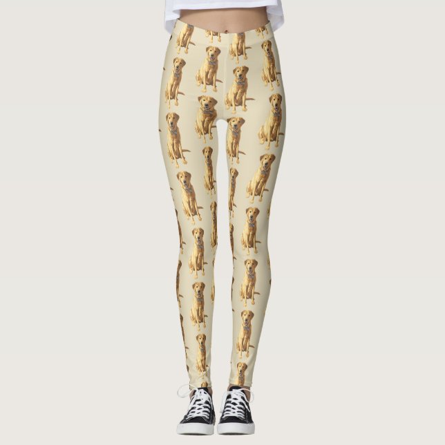 Yellow Labrador Retriever Dog Leggings (Front)
