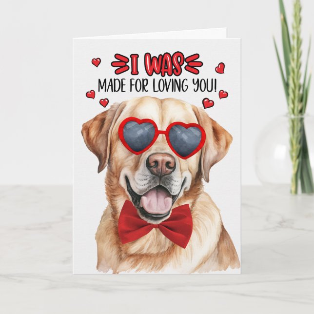 Yellow Labrador Retriever Dog Love Valentine Holiday Card (Front)