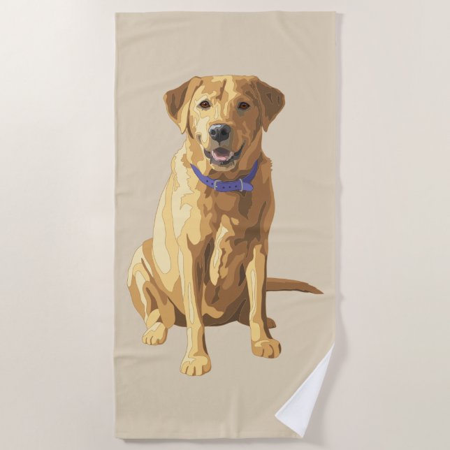 Yellow Labrador Retriever Dog Lover Beach Towel (Front)