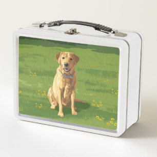 Yellow Labrador Retriever Dog Metal Lunch Box