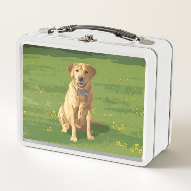 Yellow Labrador Retriever Dog Metal Lunch Box (Front)