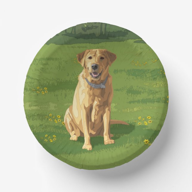 Yellow Labrador Retriever Dog Paper Plate (Front)
