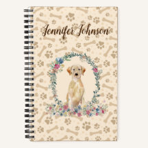 Yellow Labrador Retriever Dog Paw Print & Floral