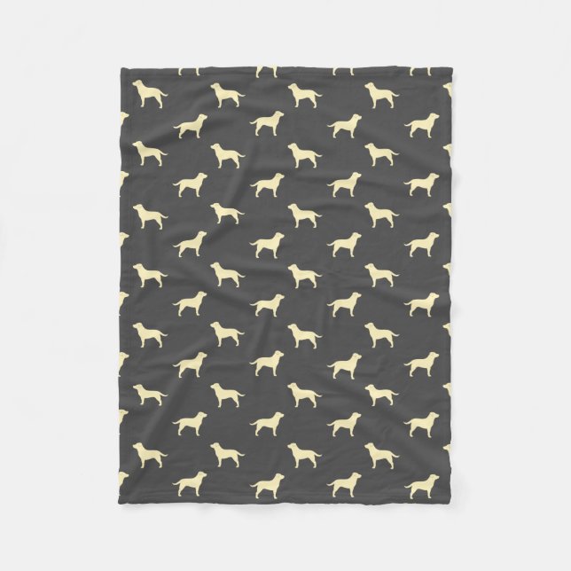 Yellow Labrador Retriever Dog Silhouettes Pattern Fleece Blanket (Front)