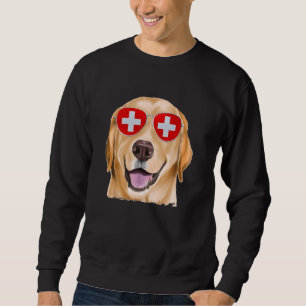 Yellow Labrador Retriever Dog Switzerland Flag Sun Sweatshirt