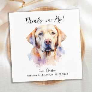 Yellow Labrador Retriever Dog Wedding Cocktail Napkin