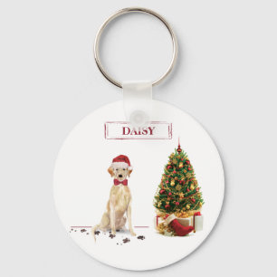 Yellow Labrador Retriever Funny Christmas Dog Key Ring