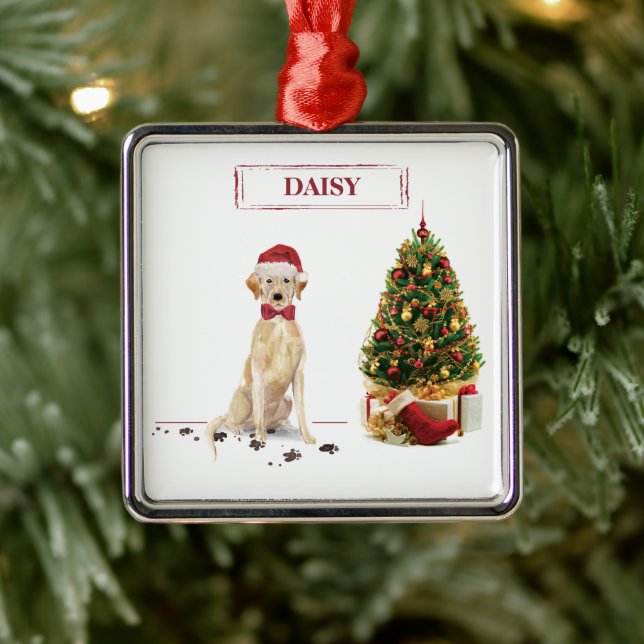 Yellow Labrador Retriever Funny Christmas Dog Metal Tree Decoration (Tree)