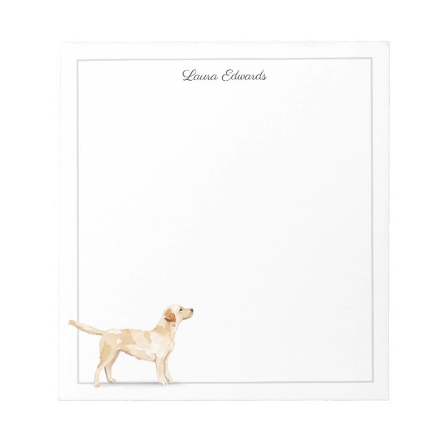 Yellow Labrador Retriever Gray Border Personalized Notepad (Front)