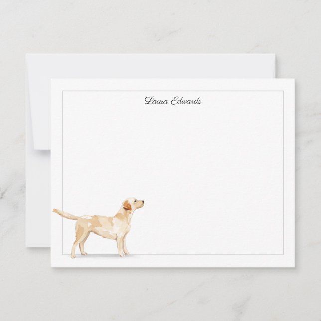Yellow Labrador Retriever Grey Border Personalised Card (Front)