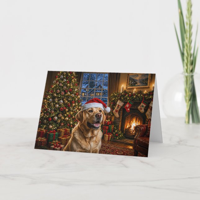 Yellow Labrador Retriever Holiday  Card (Front)
