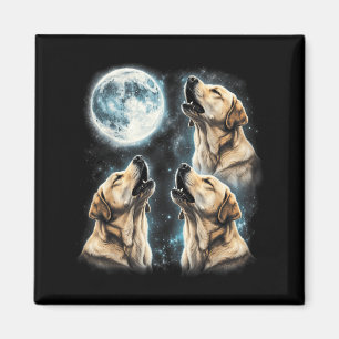 Yellow Labrador Retriever Howling At Moon Retro Magnet