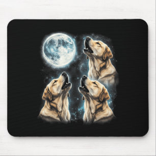 Yellow Labrador Retriever Howling At Moon Retro Mouse Mat