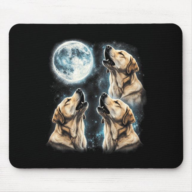 Yellow Labrador Retriever Howling At Moon Retro Mouse Mat (Front)