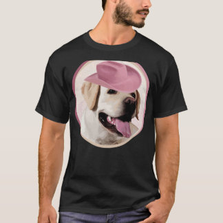 Yellow Labrador Retriever In Pink Hat ! Especially T-Shirt