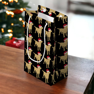 Yellow Labrador Retriever In Red Santa Hat Small Gift Bag
