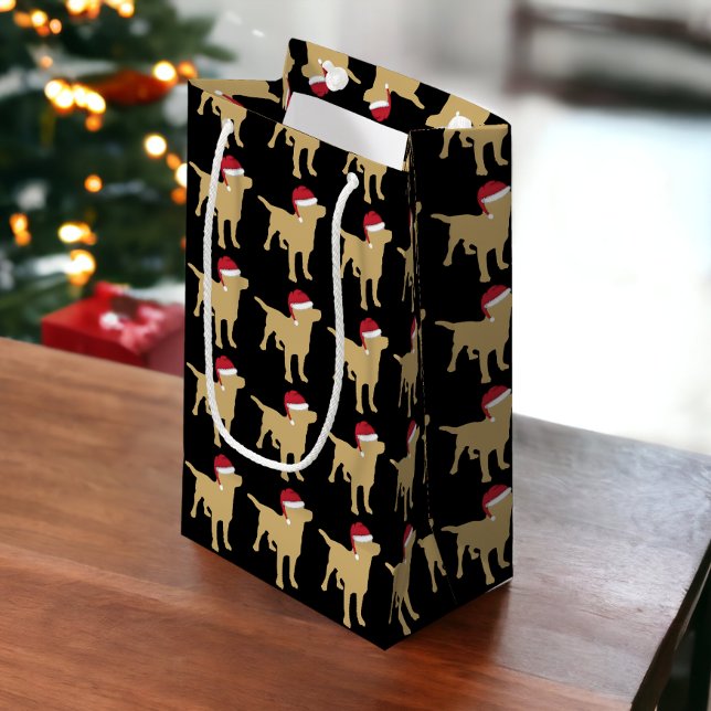 Yellow Labrador Retriever In Red Santa Hat Small Gift Bag (Yellow Labrador Retriever In Red Santa Hat Small Gift Bag from Ricaso)
