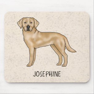 Yellow Labrador Retriever Lab Dog And Custom Name Mouse Mat