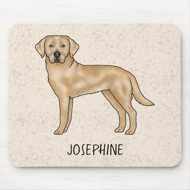 Yellow Labrador Retriever Lab Dog And Custom Name Mouse Mat (Front)
